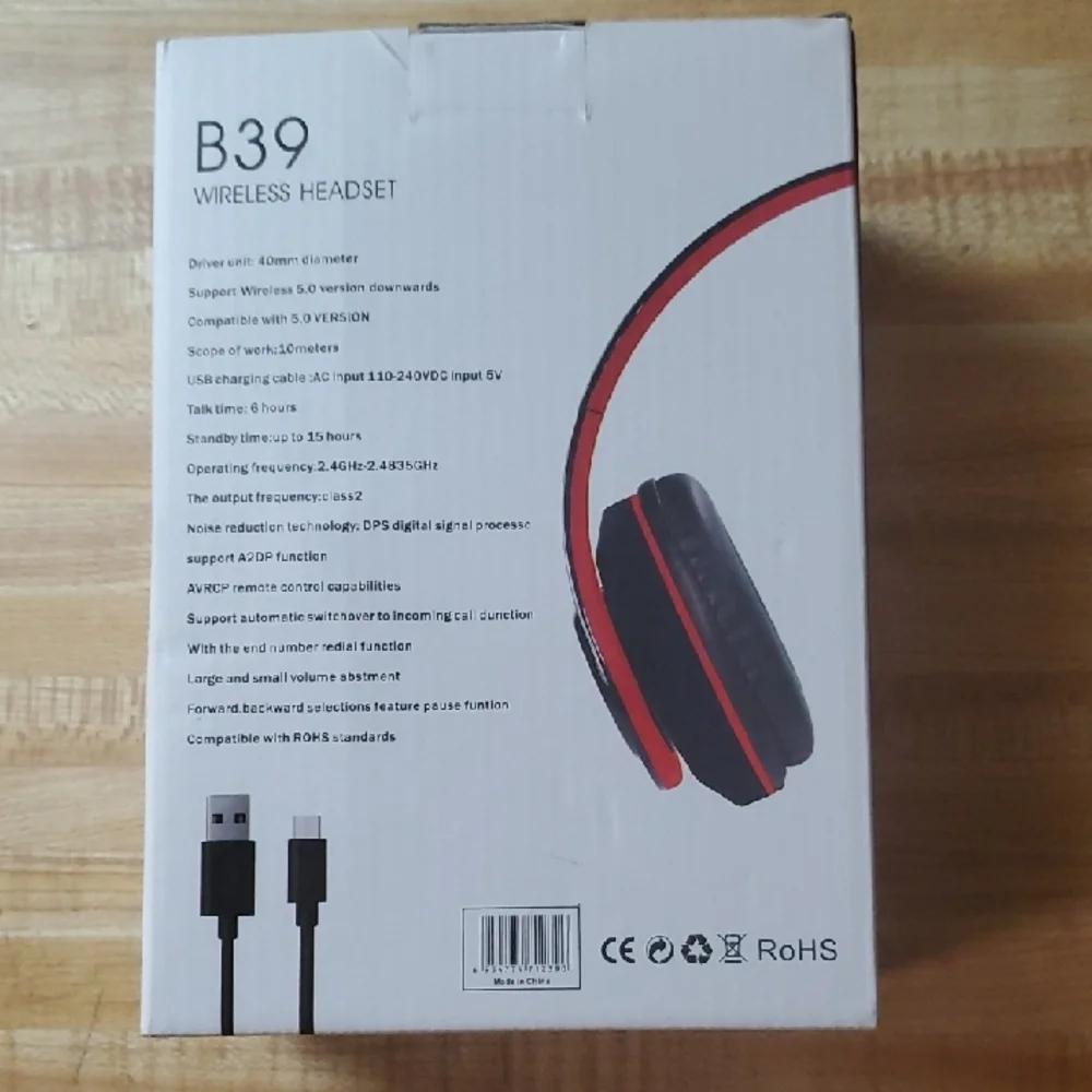 B39 Wireless Headset PINK/WHITE - Picture 2 of 6